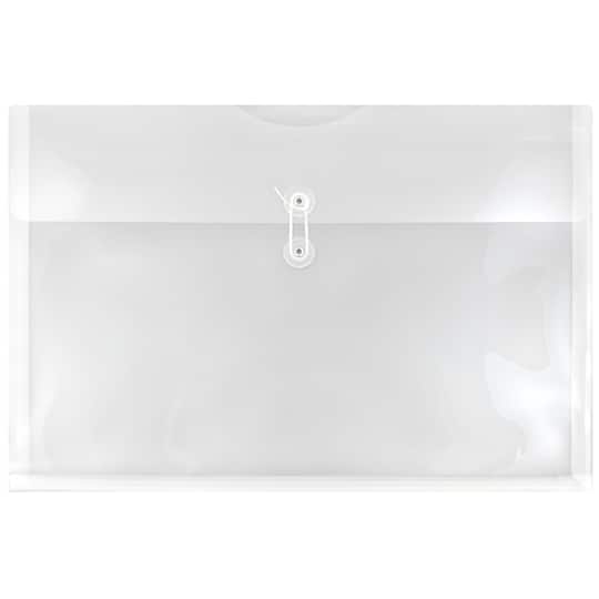 JAM Paper 12" x 18" Clear Plastic Button & String Tie Closure Envelopes, 12ct.
